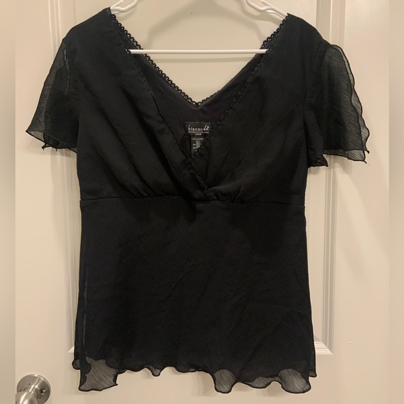 b.i.y.a.y.c.d.a black short sleeve blouse L - Picture 1 of 6